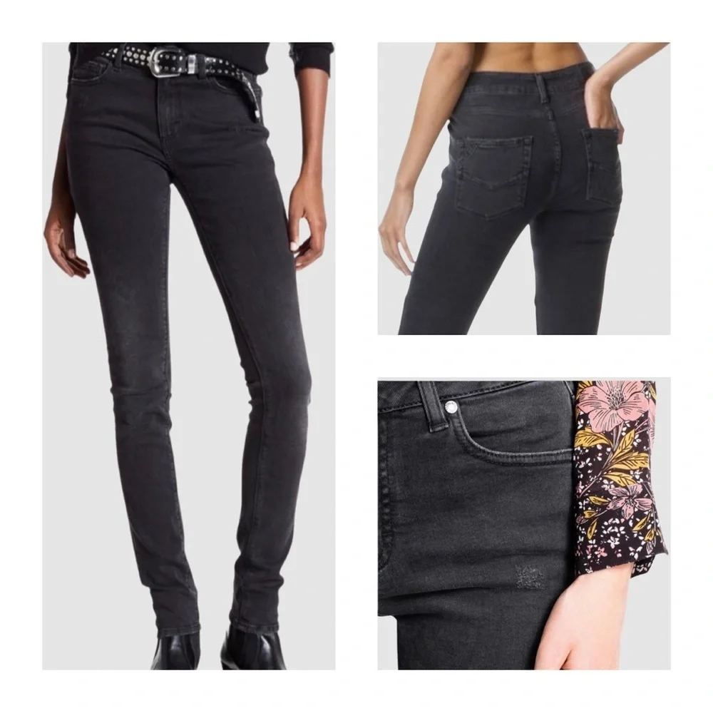 ZADIG & VOLTAIRE Eva Gris Destroy Deluxe Black Skinny Jeans Size 26 - Picture 2 of 16